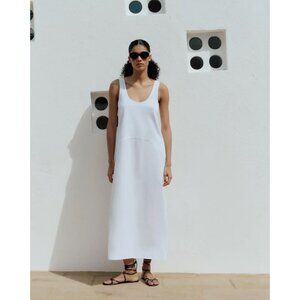 ZARA Combination Poplin Tank Maxi Dress Women's Size Small White Relaxed Fit S